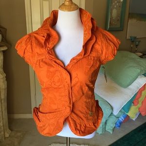 Apple Bottoms Orange Ruffled Short Sleeve Blouse